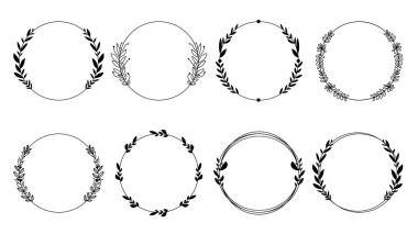 Çelenk yeşil yaprak Çemberi, Düz Modern tasarım, illüstrasyon Vektörü EPS 10