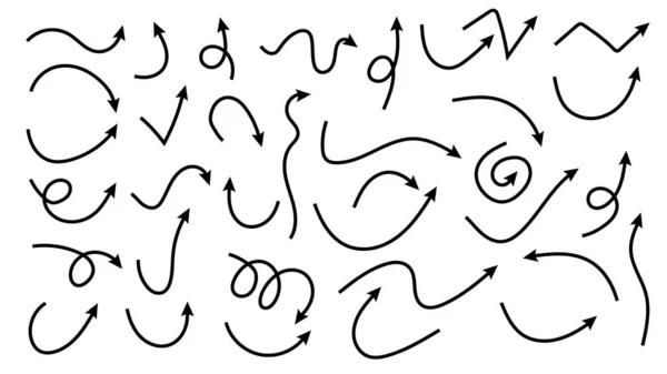 Set Flèches Pointant Dans Différentes Directions Calligraphie Manuscrite Isolée Sur — Image vectorielle