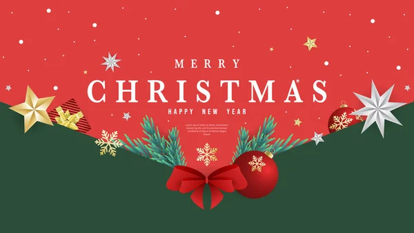 Noel tatilinde hediye broş yaprağı ve unsuruyla Mutlu Noeller, Düz Modern tasarım, illüstrasyon Vektörü EPS 10