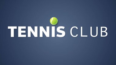 Mavi arka planda tenis kulübü logosu, çevrimiçi spor etkinliklerinde kullanılacak illüstrasyonlar, Görüntü Vektörü EPS 10