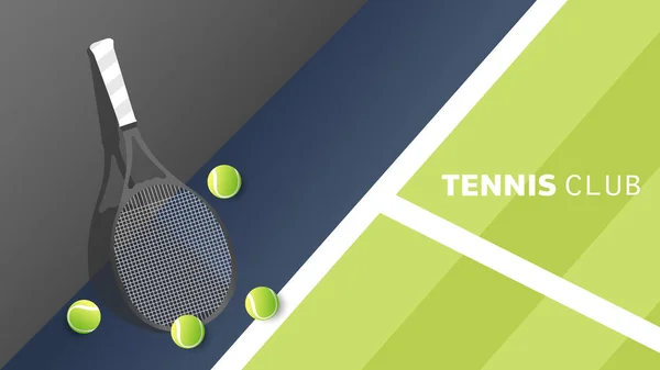 Tenisová Raketa Zeleném Tenisovém Kurtu Ilustrace Pro Line Sportovní Akce — Stockový vektor