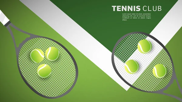 緑のテニスコートでテニスラケット上のテニスボール イラストは オンラインスポーツイベントで使用するために イラストベクターEps — ストックベクタ