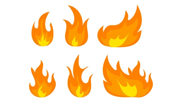 Tűz Kézi Rajz Készlet Vektor Elszigetelt Fehér Alapon Vektor Illusztráció — Stock Vector