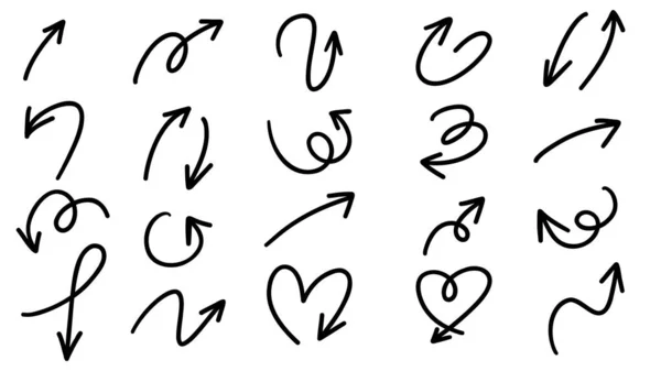 Arrows pointing in different directions handwritten calligraphy  set ,Hand drawn design elements , Flat Modern design isolated on white background ,Vector illustration EPS 10