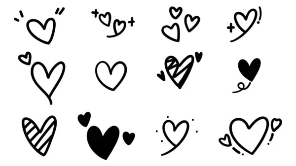 Set red hearts ,Hand drawn design elements , Flat Modern design isolated on white background ,Vector illustration EPS 10