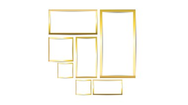 Gold picture frame layout set , realistic vertical picture frame, picture frame mockup template isolated on white background. illustration Vector EPS 10