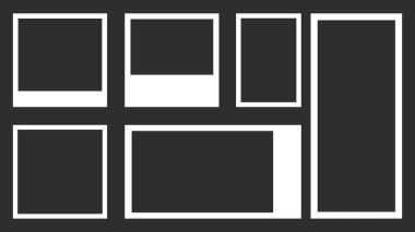 Siyah beyaz resimli fotoğraf çerçevesi, illüstrasyon Vektör EPS 10