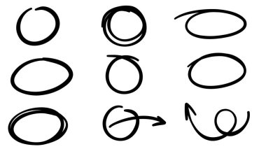 Beyaz arkaplan, Düz Modern tasarım, illüstrasyon Vektörü EPS 10 üzerinde izole edilmiş daire ve oval çerçeve el yazısını ayarla
