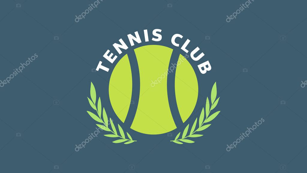 Tennis Club logo symbols on blue background ,tennis ball Vector Illustration EPS 10