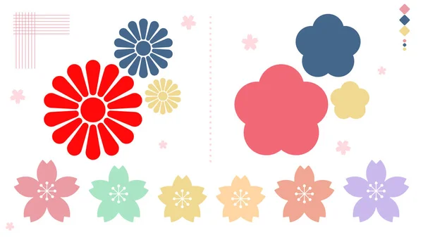 日本风格的花卉符号 日本符号 矢量图解Eps — 图库矢量图片