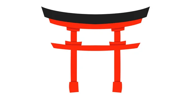 Torii Bílém Pozadí Symbol Japonska Vektorová Ilustrace Eps — Stockový vektor