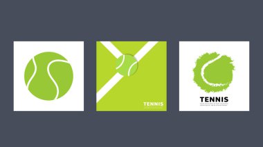 Tenis topu ve tenis raket şablonu sembolü vektörü, basit düz tasarım biçimi, çevrimiçi spor etkinliklerinde kullanılacak illüstrasyonlar, Çizim Vektörü EPS 10