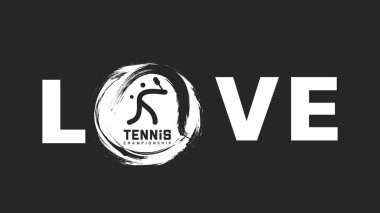 Tenis topu ve tenis raket şablonu sembolü vektörü, basit düz tasarım biçimi, çevrimiçi spor etkinliklerinde kullanılacak illüstrasyonlar, Çizim Vektörü EPS 10