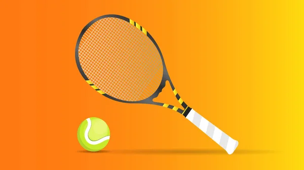 テニスボールとテニスラケットテンプレートシンボルベクトル シンプルなフラットデザインスタイル オンラインスポーツイベントで使用するためのイラスト イラストベクトルEps — ストックベクタ