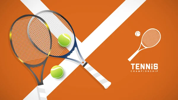 Tennis Ball Tennis Racket Template Symbol Vector Simple Flat Design — Stock Vector