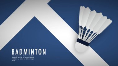 Badminton raketi, beyaz badminton servis aleti, badminton kortu, basit düz tasarım stili, online spor etkinliklerinde kullanılacak resimler, illüstrasyon Vector EPS 10