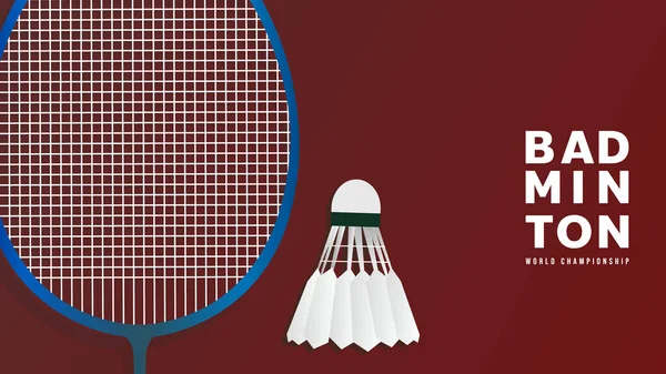 Raquete Badminton Com Badminton Branco Shuttlecock Quadra Badminton Interior Estilo — Vetor de Stock
