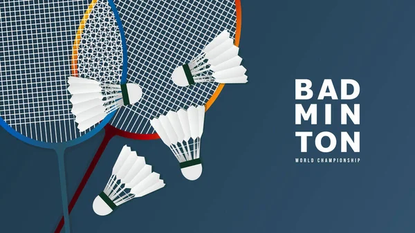 Raquete Badminton Com Badminton Branco Shuttlecock Quadra Badminton Interior Estilo — Vetor de Stock