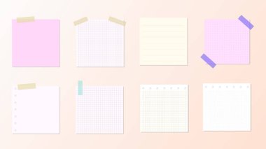 Yapışkan notları olan not kağıdının vektör kümesi, illüstrasyon Vektör EPS 10