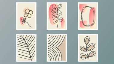 Yaprakları, çiçekleri, bitkileri ve diğer elementleri içeren vektör çizimleri, illüstrasyon Vektörü EPS 10