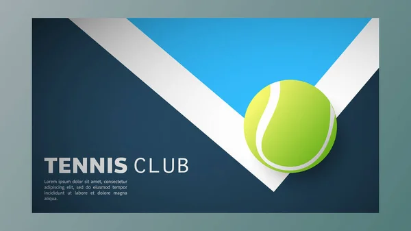 テニスボールは コピースペースの敵のテキストとテニスグリーンコートベクトル上の白い線 オンラインスポーツイベントで使用するためのイラスト イラストベクトルEps — ストックベクタ