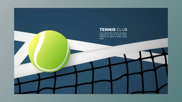 Tennisball Auf Weißer Linie Auf Tennisgrün Court Vektor Mit Kopierraum — Stockvektor