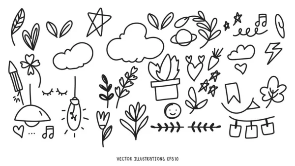 Ручні Намальовані Елементи Плоский Сучасний Дизайн Ізольований Білому Фоні Векторні — стоковий вектор