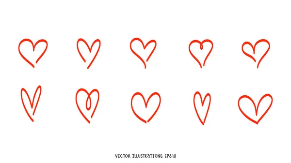 Heart Shape Vector Hand Drawn Elements Flat Modern Design Isolated — Stock Vector