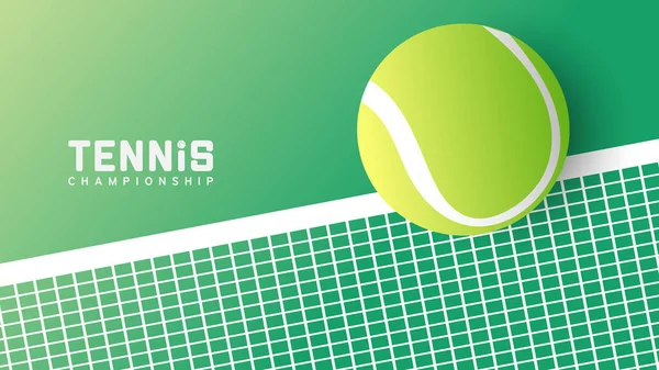 Tennisball Auf Netz Einfaches Flaches Design Illustrationen Für Den Einsatz — Stockvektor