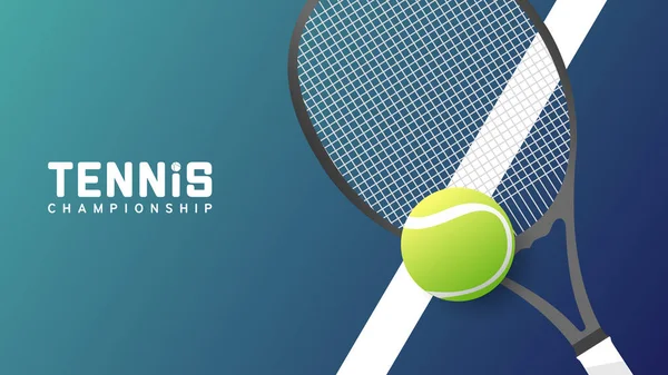 Balle Tennis Sur Raquette Tennis Style Conception Plate Simple Illustrations — Image vectorielle