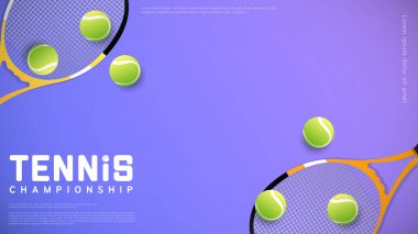 Tenis raketi ve tenis topu şablonu çevrimiçi spor etkinliklerinde kullanılacak illüstrasyonlar, Çizim Vektörü EPS 10