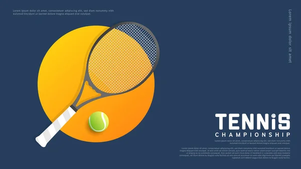 Tennis Hintergrundvorlage Mit Tennisschläger Und Tennisball Auf Tennisplatz Hintergrund Illustrationen — Stockvektor