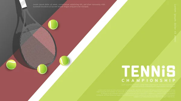 Raqueta Tenis Pelota Tenis Sobre Fondo Pista Verde Tenis Ilustraciones — Vector de stock