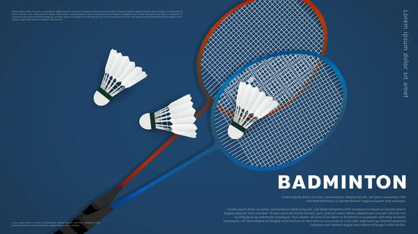 Badminton Racket White Badminton Shuttlecock White Line Green Background Badminton — Vettoriale Stock