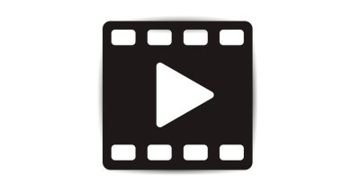 Beyaz arkaplanda izole edilmiş film vektörü sembolü, Vektör illüstrasyon EPS 10