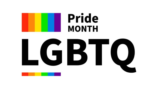 2021年6月的骄傲月Lgbt符号 带有Lgbt骄傲旗或彩虹色 基于白色背景的Lgbt设计 矢量图Eps — 图库矢量图片