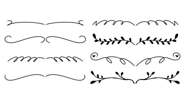 Květinové Ornamentální Děliče Čmáranic Ručně Kreslené Kmenové Šipky Kaligrafie Deco — Stockový vektor