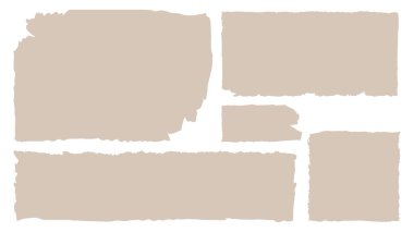 Beyaz arkaplanda izole edilmiş yırtık kağıt yaprak dokusu seti, Vektör illüstrasyon EPS 10