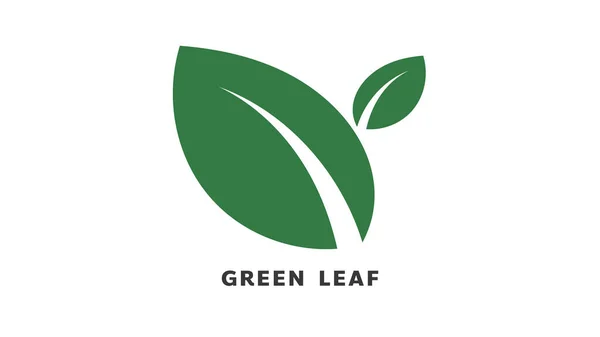 Grünes Blatt Logo Design Isoliert Auf Weißem Hintergrund Flaches Modernes — Stockvektor