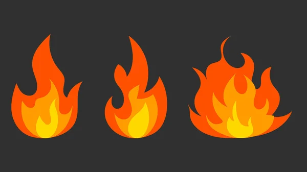 Piros Tüzes Lángok Vektor Készlet Elszigetelt Fehér Alapon Vektor Illusztráció — Stock Vector