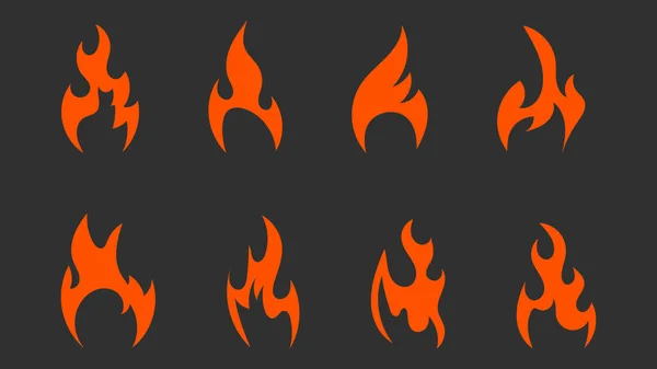 Red Fiery Flames Vector Set Isolated White Background Vector Illustration — Stock Vector