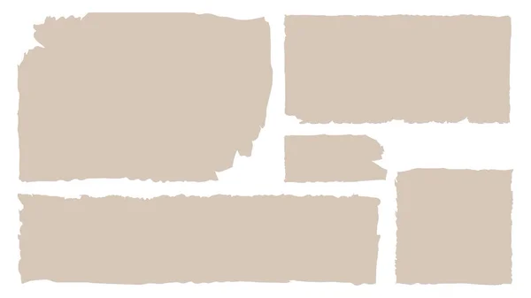 Beyaz arkaplanda izole edilmiş yırtık kağıt yaprak dokusu seti, Vektör illüstrasyon EPS 10