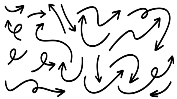 Arrows Pointing Different Directions Handwritten Calligraphy Set Hand Drawn Design — Vetor de Stock
