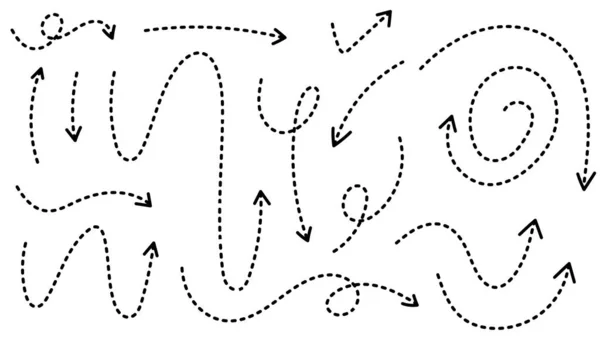 Arrows Pointing Different Directions Handwritten Calligraphy Set Hand Drawn Design — Vector de stock