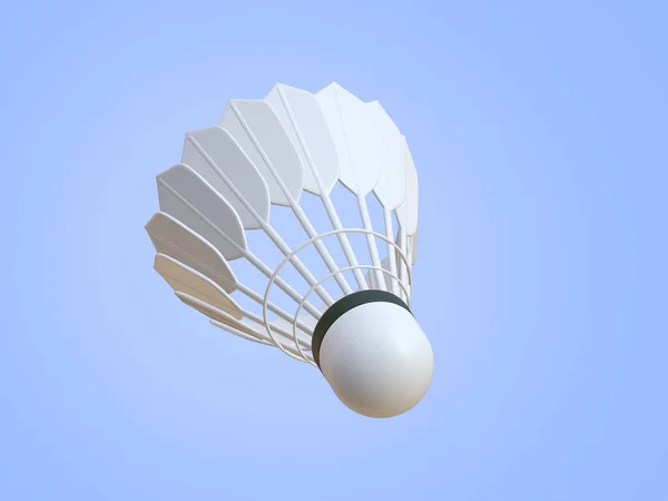 Badminton servis horozu yan tarafta süzülüyor badminton yarışması için arka planda izole edilmiş, kırpma yolu, 3D çizim