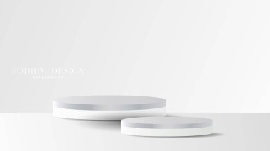 Yeşil arkaplan üzerinde altın Asyalı unsurlar bulunan gümüş renkli Podyum 3d resim şablonu, Noel tatilinde çevrimiçi içerik için, illüstrasyon Vector EPS 10