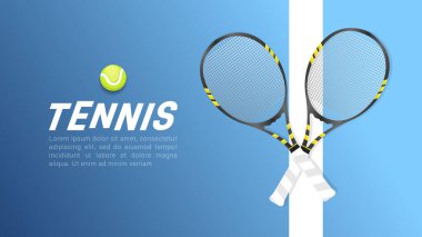 Tenis raketi ve tenis topu tenis kortunda çevrimiçi spor etkinliklerinde kullanılacak illüstrasyonlar, İllüstrasyon Vector EPS 10