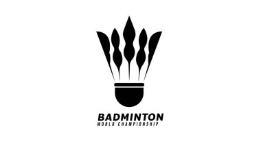 Badminton Logo Vektör Sembolü, kopyalama alanı olan badminton spor duvar kağıdı, illüstrasyon Vektörü EPS 10