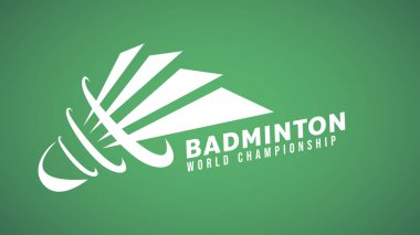 Badminton Logosu, badminton spor duvar kağıdı fotokopi alanı, illüstrasyon Vector EPS 10