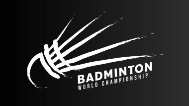 Badminton Logosu, badminton spor duvar kağıdı fotokopi alanı, illüstrasyon Vector EPS 10
